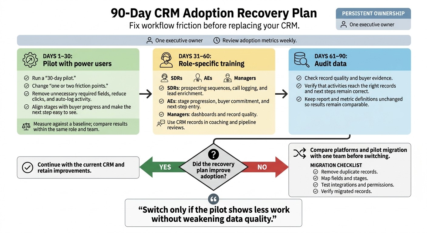 90-Day CRM Adoption Recovery Plan